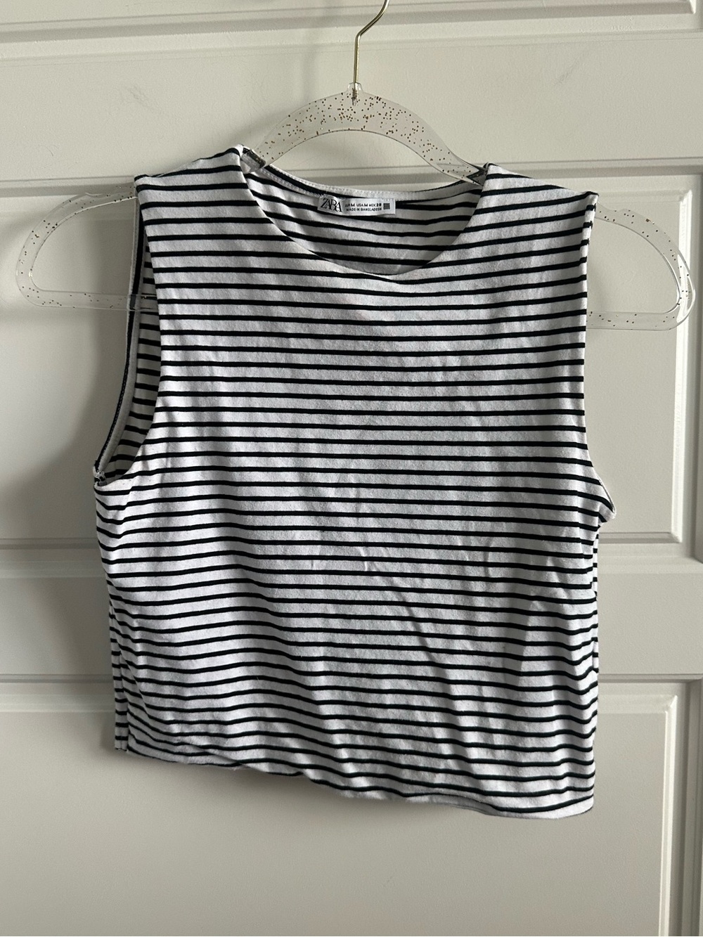 Zara black/white stripe cropped tank top